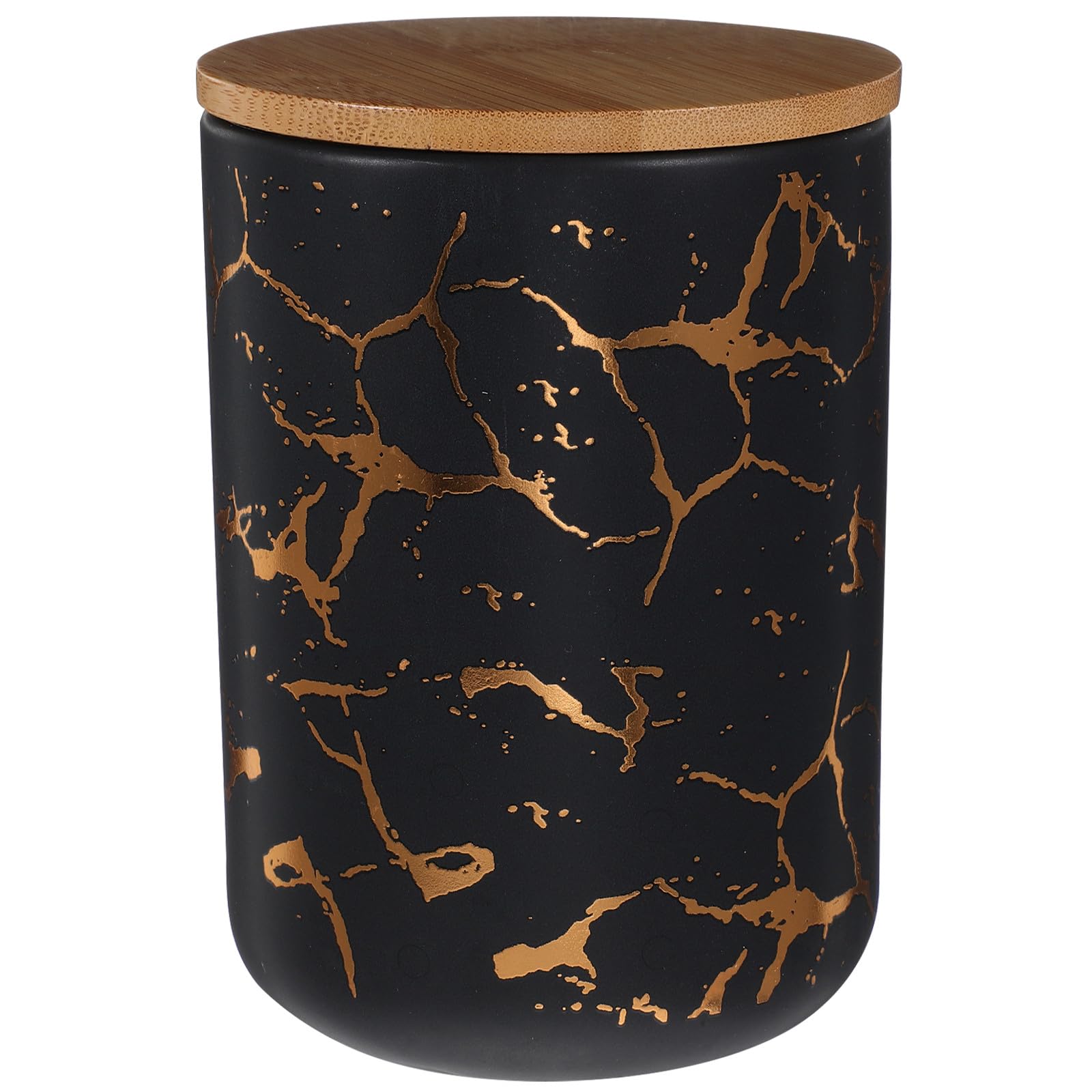 Healeved Barattolo in Ceramica Nero Ermetico con Coperchio in Legno