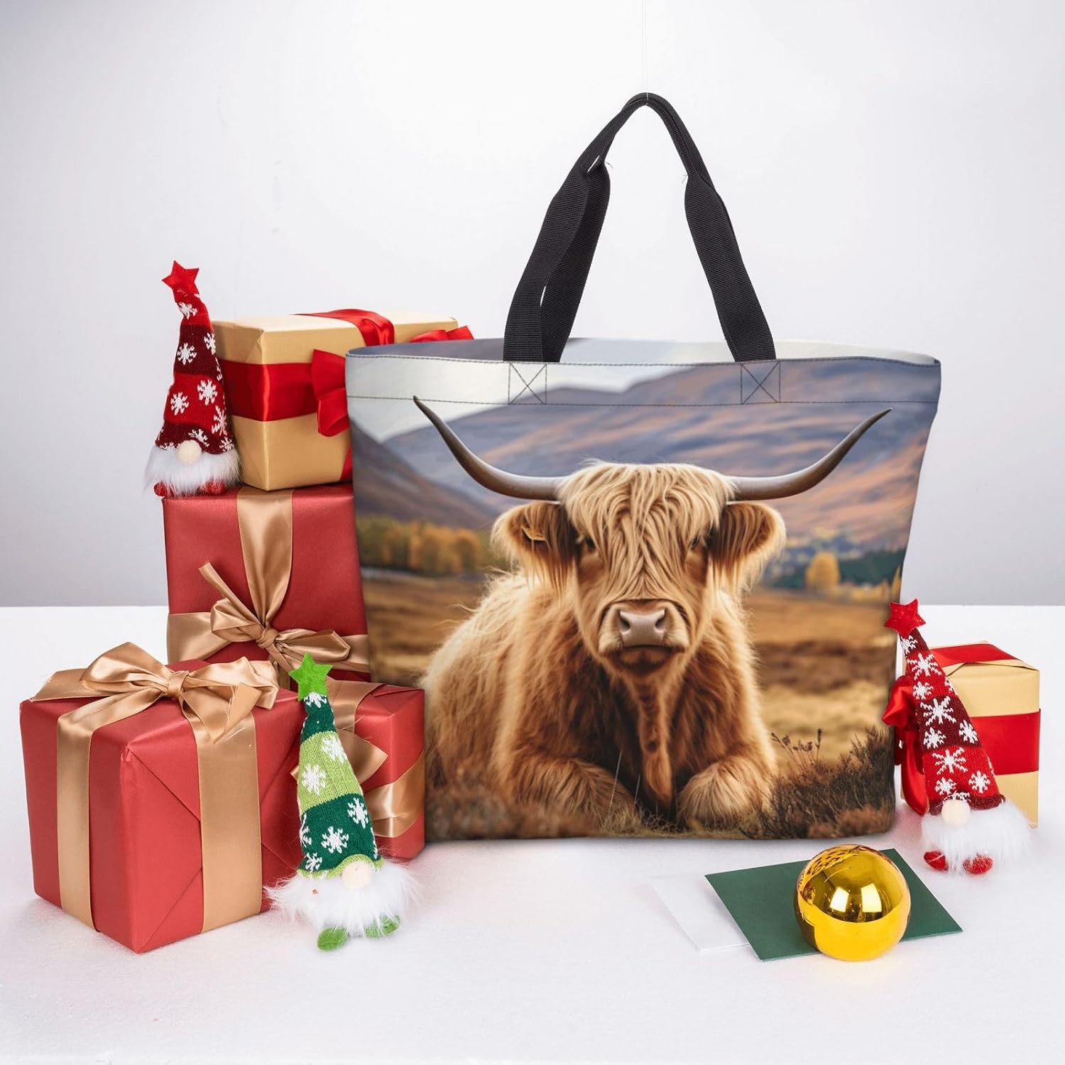 Galloway Cow Print Eco-Friendly Tote Lightweight Grocery Bag Daily Commuting Travel Beach Gym Use