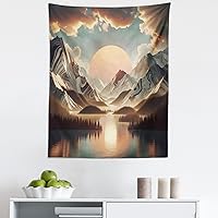 Vista 72 de Ambesonne Tapiz de isla tropical, olas del océano en la playa de Seychelles al atardecer horizonte, decoración de tela para colgar en la pared