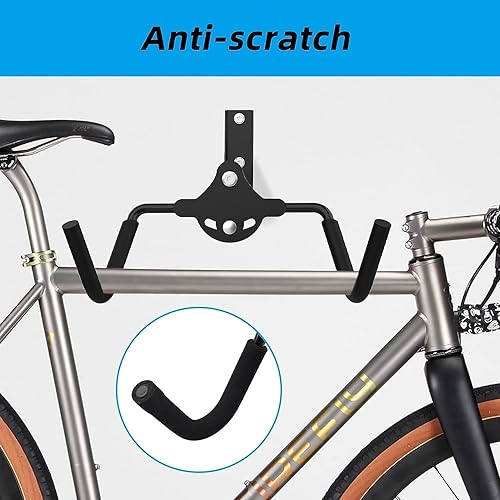 Miniatura 2 de Estante plegable de pared para bicicleta, almacenamiento horizontal para bicicletas, gancho ajustable para colgar bicicletas, soporte de gancho