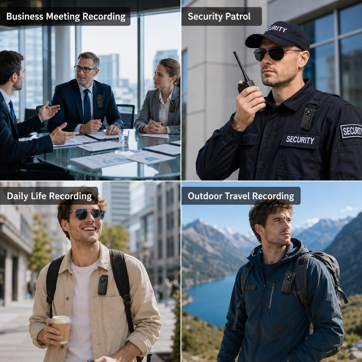 4K Bodycam Körperkamera Mini mit Audio und Video, 180° Drehbares Objektiv, Nachtsicht, Bewegungserkennung, SOS Alarm, 64GB Speicherkarte, Dual Akku & Ladestation für Sicherheit Outdoor Reisen