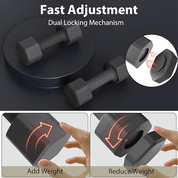 Cloudfire Adjustable Dumbbells Set,2 x 2.5kg Free Weights with Soft Grip Handle, 4-in-1 Weights Dumbbells Set,Hand Weights for Women Men,Adjustable Dumbbell Pair for Home Gym Fitness Training