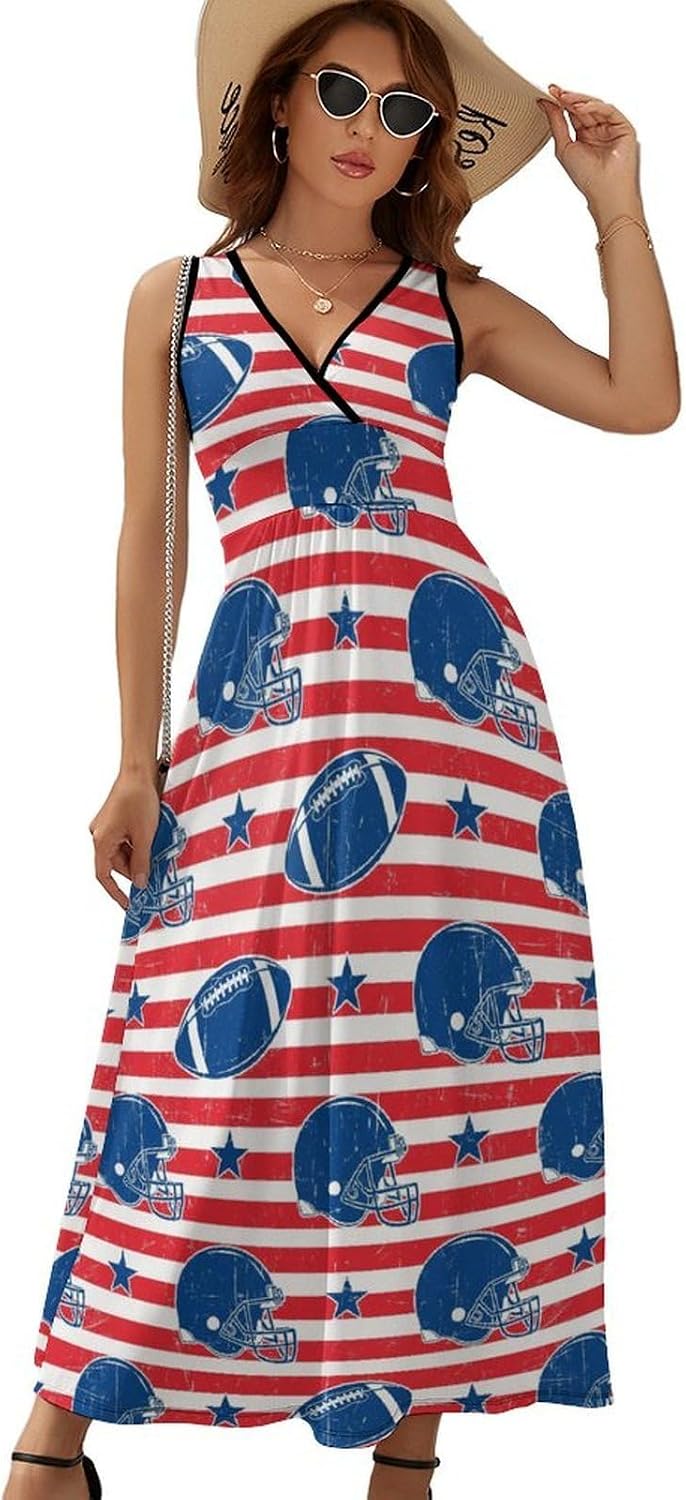 Red Boat on Waves Summer Dresses for Women A Line Dresses Vacation Beach Dress