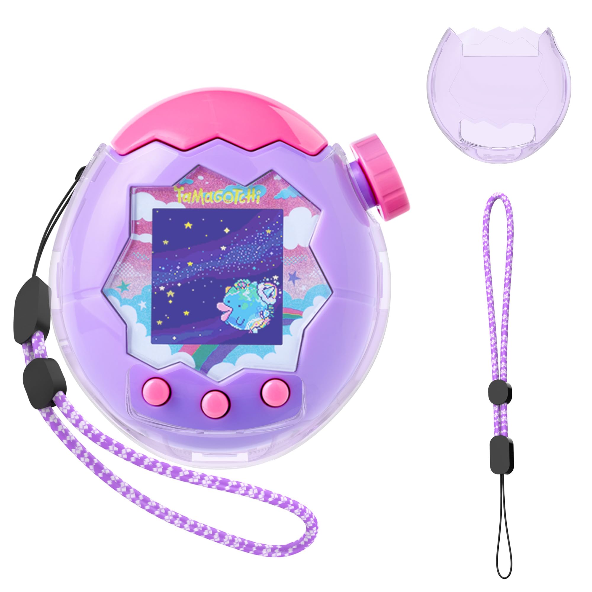 for Tamagotchi Paradise Clear Case with Lanyard, Body and Screen Guard for Tamagotchi Paradise Accessories,Transparent Hard Display Box Ideal for DIY Fans and Collectors (No Device/Film)-image-19