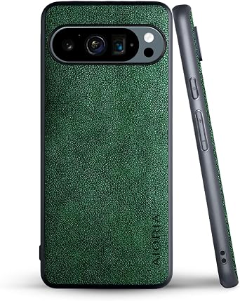 for Google Pixel 9 Pro XL Case Premium Leather Cover Retro Design Full Protective Phone Case (Green, for Pixel 9 Pro XL)