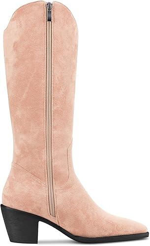 Miniatura 3 de DearOnly Botas vaqueras occidentales para mujer, de media pantorrilla, puntera cerrada, puntiaguda, tacón grueso, cremallera, zapatos de vestir