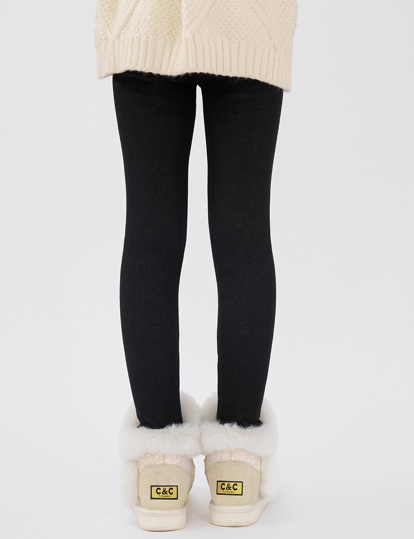 Kiench Leggings invernali da ragazza, in cotone, foderati, confezione da 2