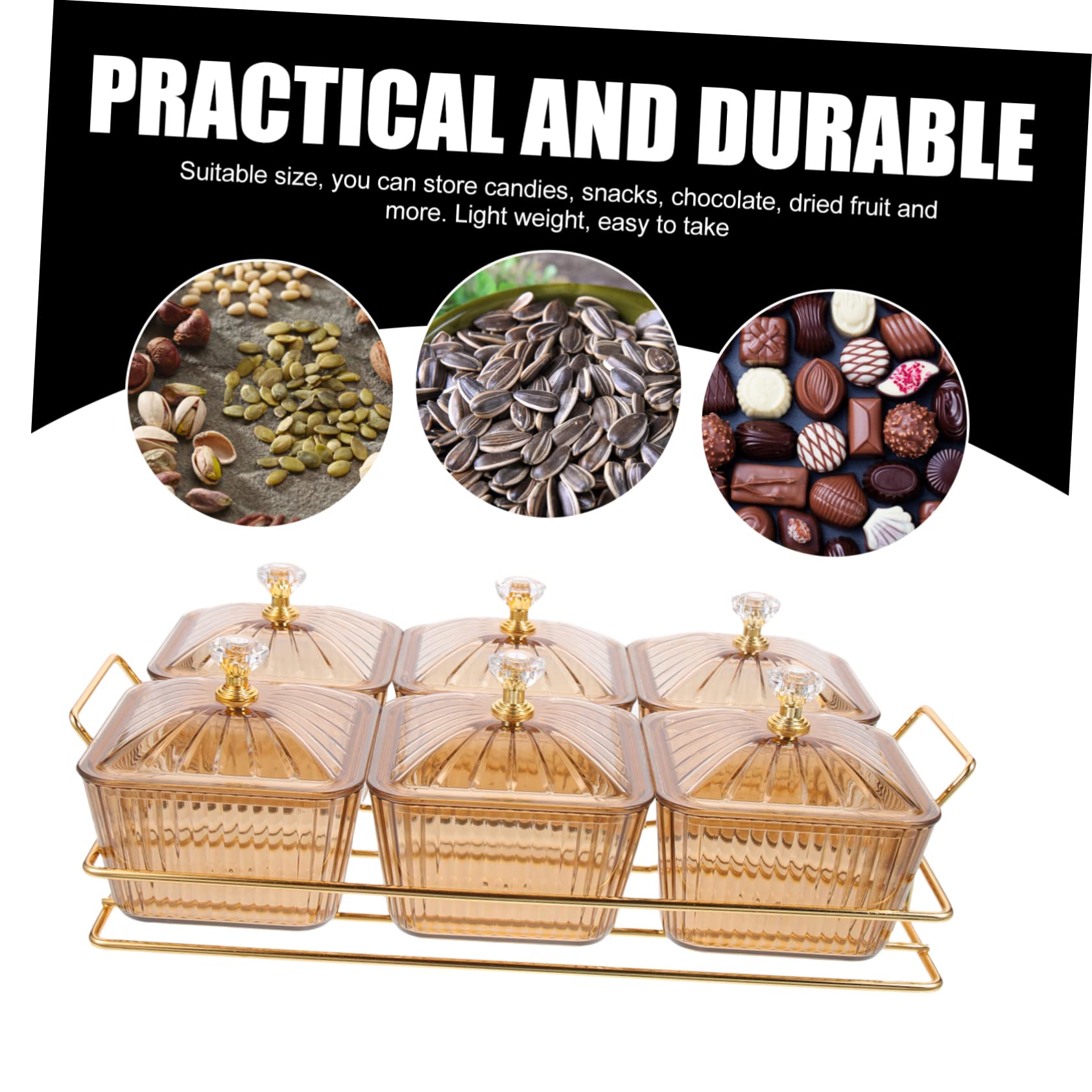 GLEAVI Plato para Guardar Condimentos y Snacks Dorado para Servir Aperitivos de Hierro con 6 Compartimentos Adecuado para Bodas y Reuniones en Casa