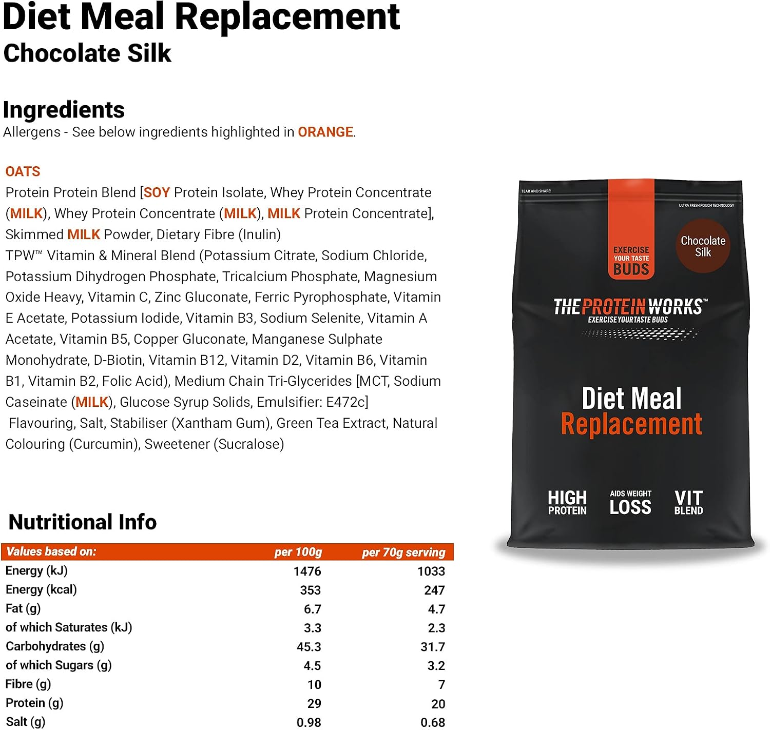 Protein Works, Chocolate Silk, 7 Meals (0.5kg) - Image 5