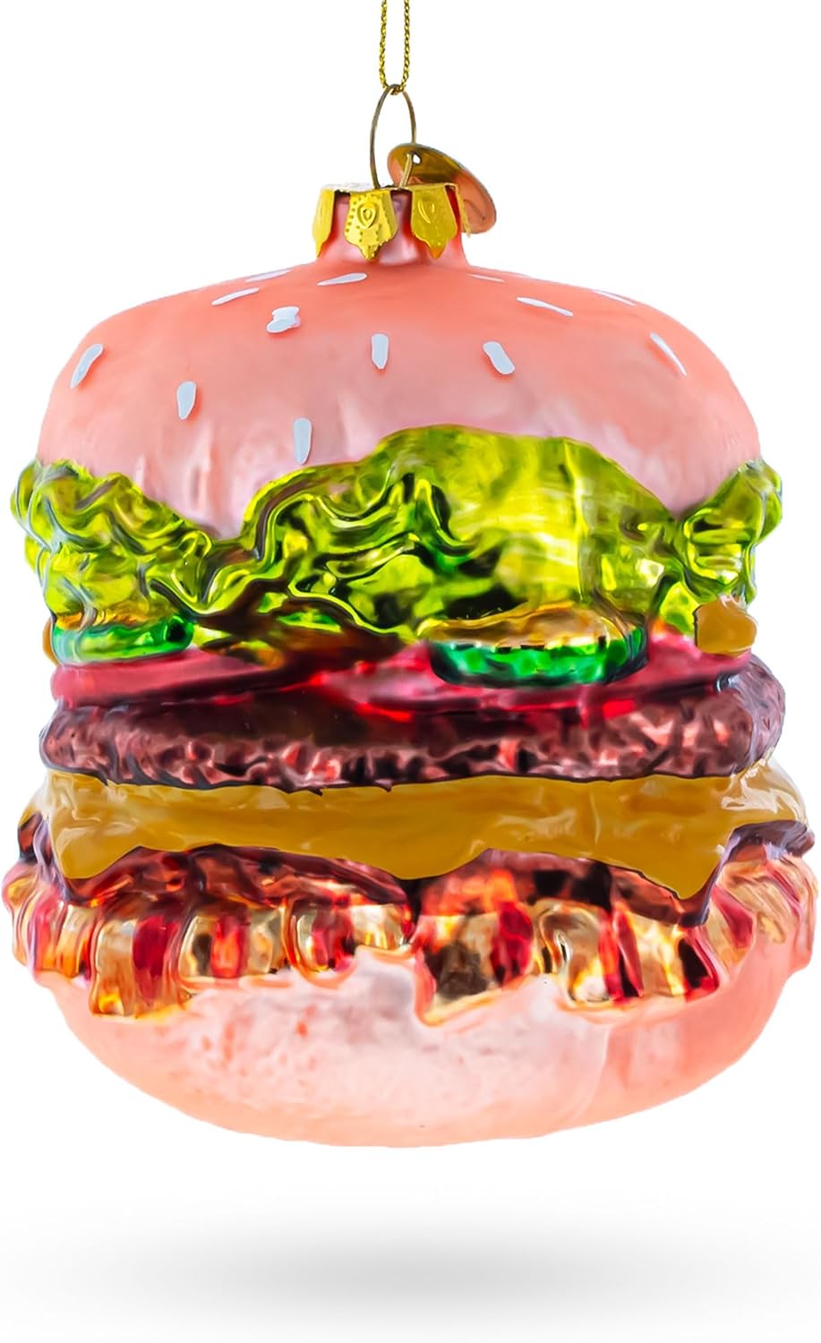 Double Cheeseburger Glass Christmas Ornament