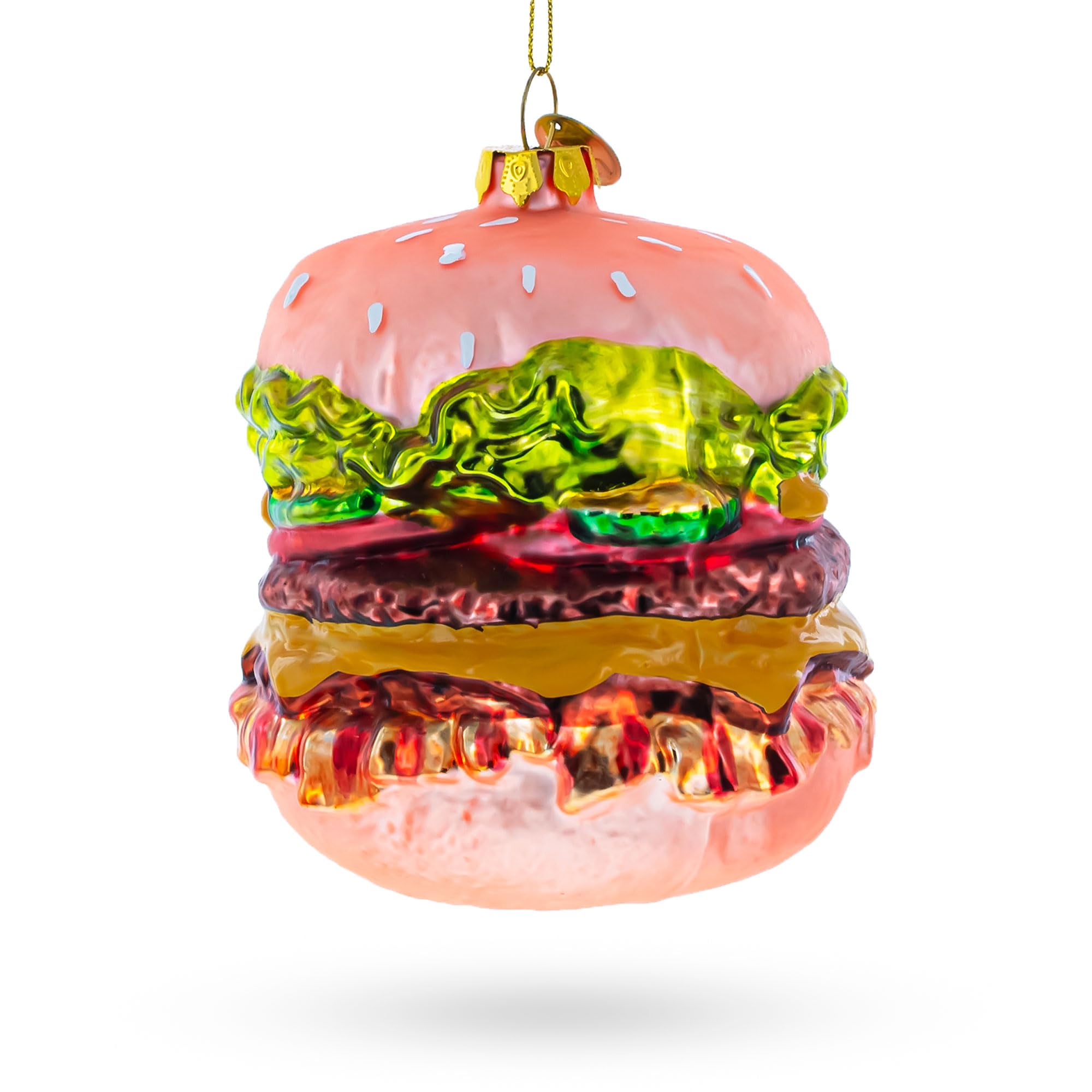Décoration de Noël en verre à hamburger, cadeau surprise amusant pour les fêtes