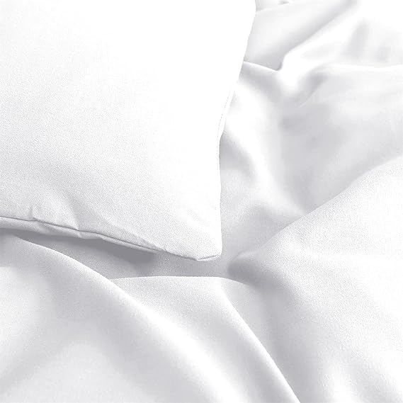 MOONLIGHT20015 Single Duvet Cover Set White Solid Soft Single Bedding Duvet Cover with 1 Matching Pillowcase