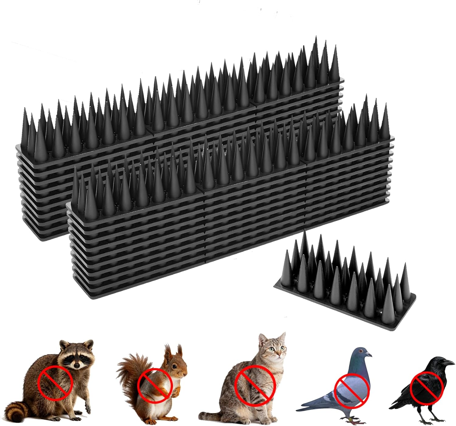 Bird Spikes, 20 Pack Pigeon Cat Squirrel Raccoon Animal Deterrent Spikes Anti-Climb for Outside Anti-Animal Defender Spikes to Keep Birds Away, Black