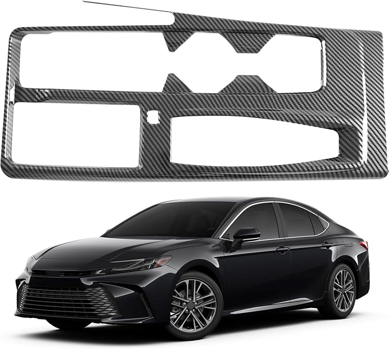 Moldura de acabamento do painel do câmbio do console central VTVWNM para Toyota Camry 2025 e 2026 – Estilo fibra de carbono