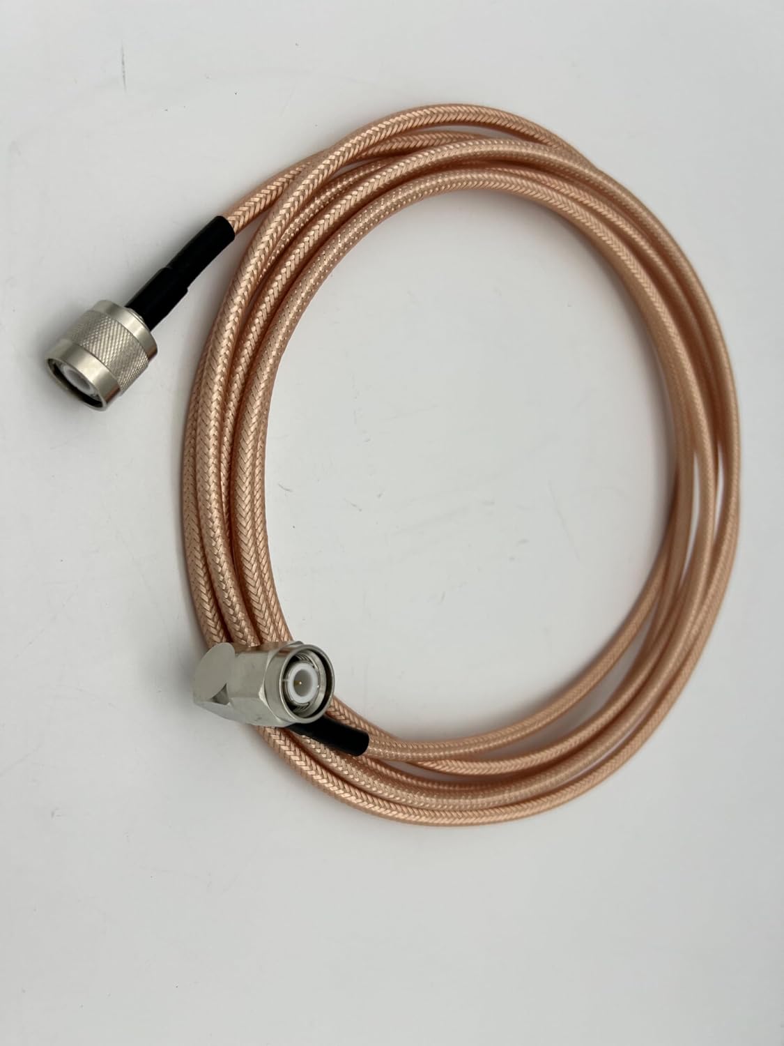 RG400 TNC Male Right Angle to TNC Male Low Loss Double Shielded Coax Cable connectors are soldered and Crimped to The Cable (9 ft)