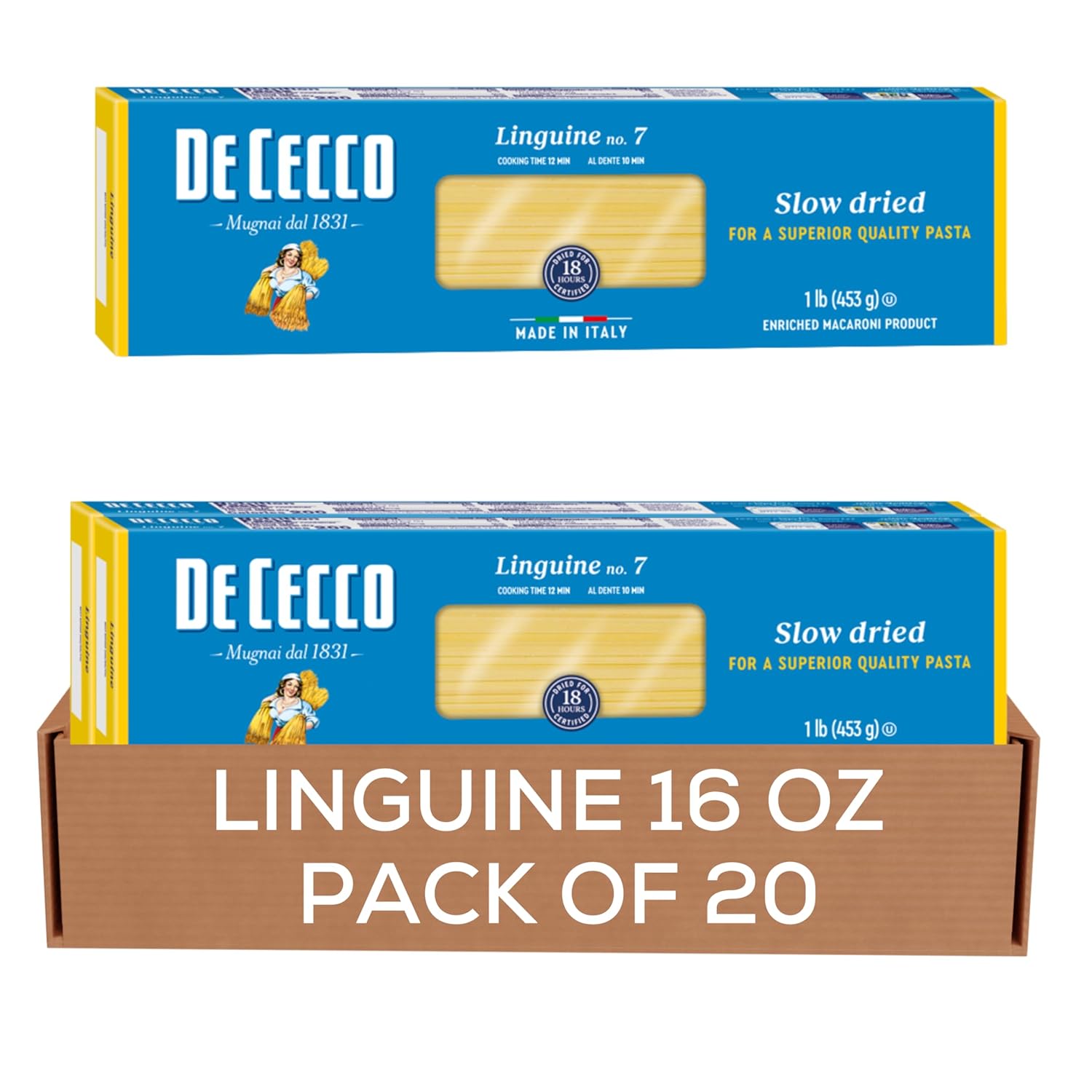 De Cecco Spaghetti No. 12 Pasta, 16 Oz (Pack of 20), Authentic, Slow Dried, Made with Durum Wheat, Versatile Pasta for Sauces & Recipes, Made in Italy