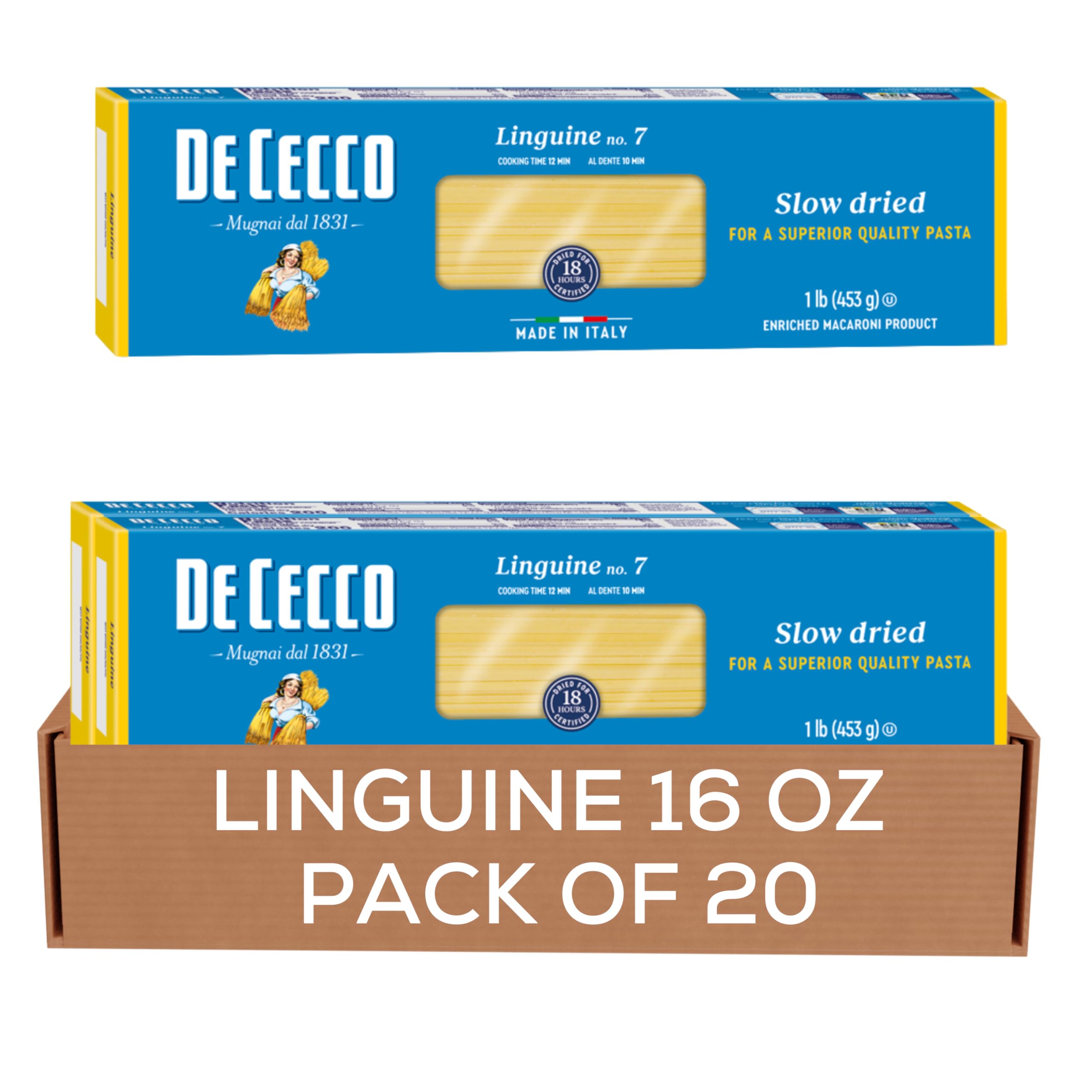 Semolina Pasta, Linguine No.7, 1 Pound (Pack of 20)