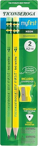 Ticonderoga My First Tri-Write - Lápices de madera, surtido de neón, 2 unidades