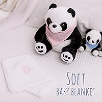 Vista 5 de Perfectto Design Animal de Peluche Panda Juguete de Peluche para Niñas Juego de 5 Piezas - Mamá, 2 Bebés, Bolsa, Manta, Peluches para Niñas de 3, 4