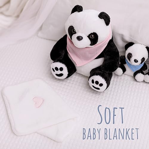Miniatura 5 de Perfectto Design Animal de Peluche Panda Juguete de Peluche para Niñas Juego de 5 Piezas - Mamá, 2 Bebés, Bolsa, Manta, Peluches para Niñas de 3, 4