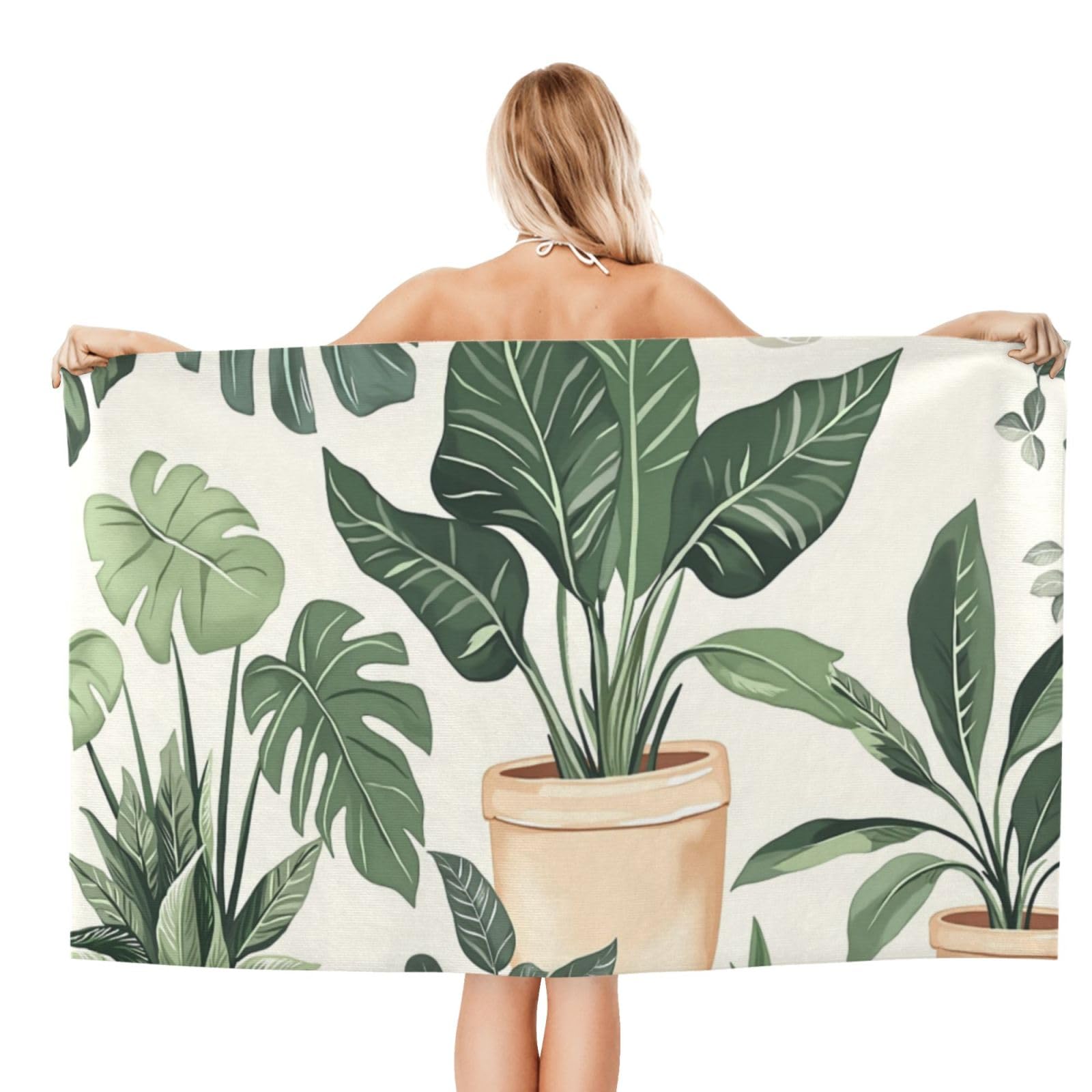 Anceky Beach Towel for Women, Tropical Plant Sand-Free Microfiber Ultra Soft Lightweight Bath Towels for Outdoor Bathroom Swimming 32"X52"