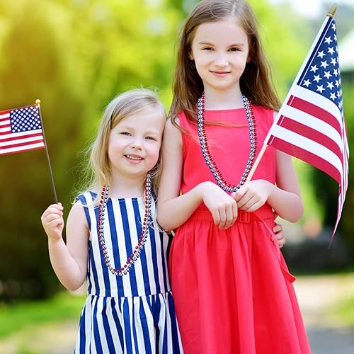 Miniatura 6 de CIEOVO 30 piezas de collar patriótico de cuentas de estrella 4 de julio Día de la Independencia collar de cuentas de plástico collar de fiesta para