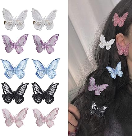 Amazon Co Jp Doyeemei 蝶 ヘアクリップ ヘアピン 10個セット ヘアアクセサリー ヘアクリップ 可愛い 閃光を放つ 髪飾り 髪留め パーティー 子供 誕生日 結婚式 レディース カラー カラー ビューティー