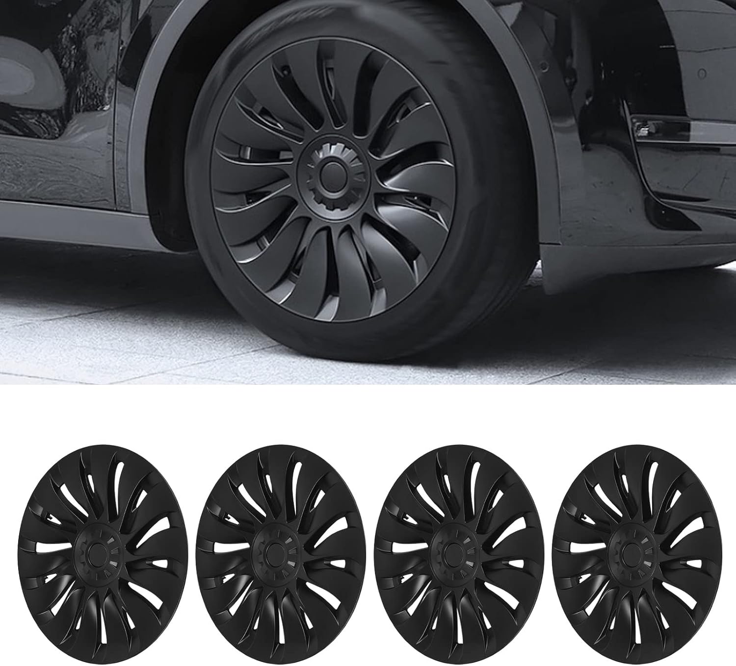 Hubcap Wheelカバー、4PCS 19インチアンチスラットハブキャップリム、テスラモデルY 2020〜2023と 【YFWOKSL】