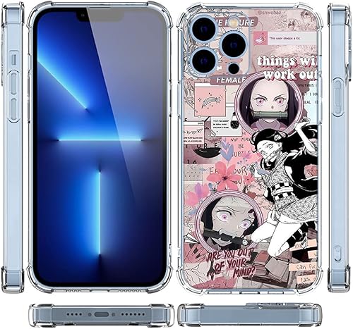 Miniatura 5 de Demon Slayer - Funda de anime Kimetsu No Yaiba compatible con iPhone 11 12 13 Mini 14 Pro Max 7 8 Plus X XS XR diseño de parachoques de moda funda