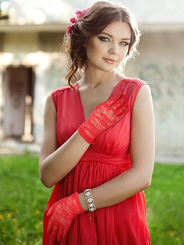 Miniatura 6 de SATINIOR Guantes de encaje para mujer, guantes cortos de encaje para fiesta de té, guantes elegantes de cortesía para bodas, cenas y fiestas