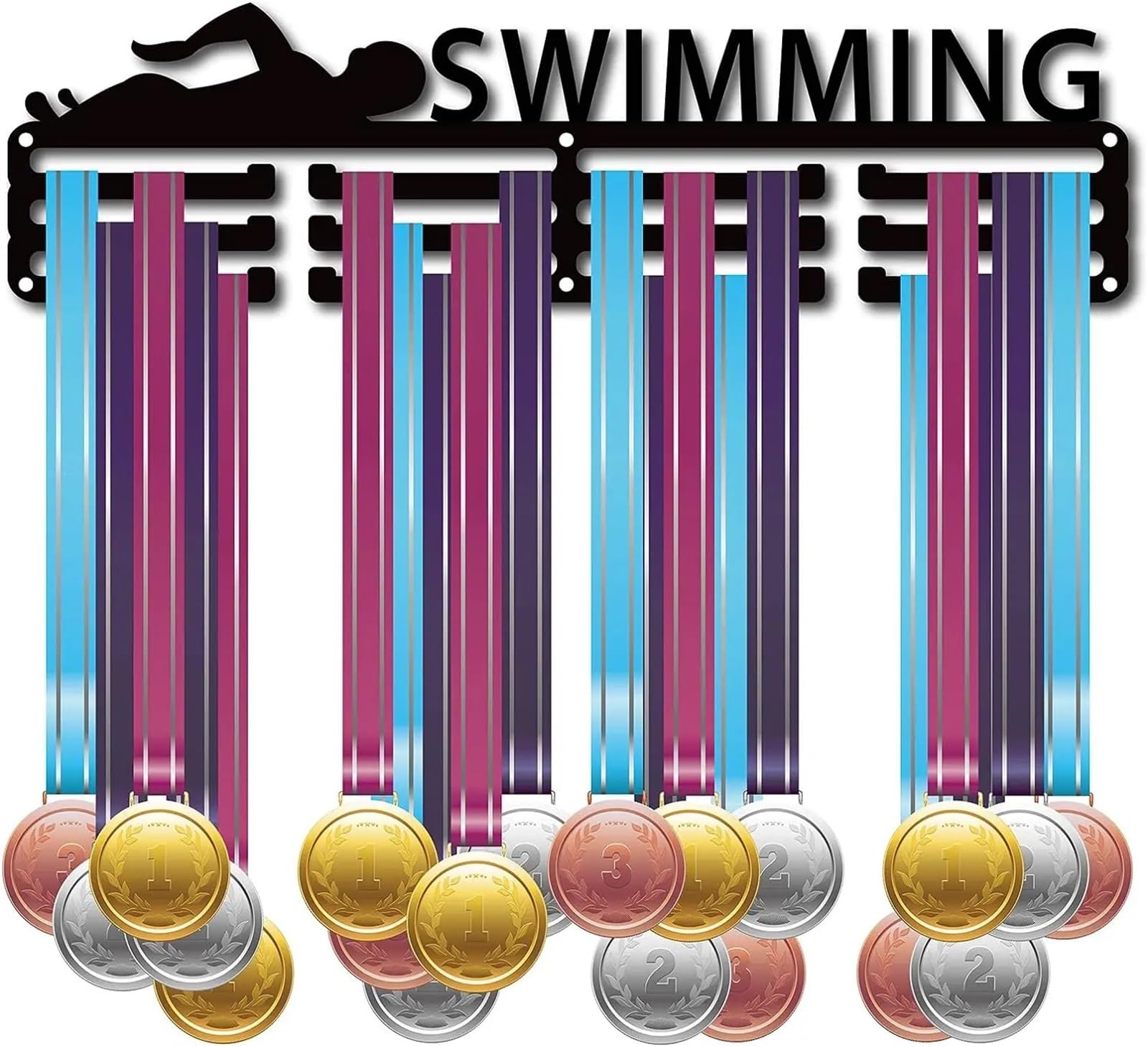 Soporte de exhibición de medallas, Colgador de medallas, Estante de exhibición de trofeos, Marco de premios, Montaje en Pared de Metal para Exponer Medallas(Style 05)