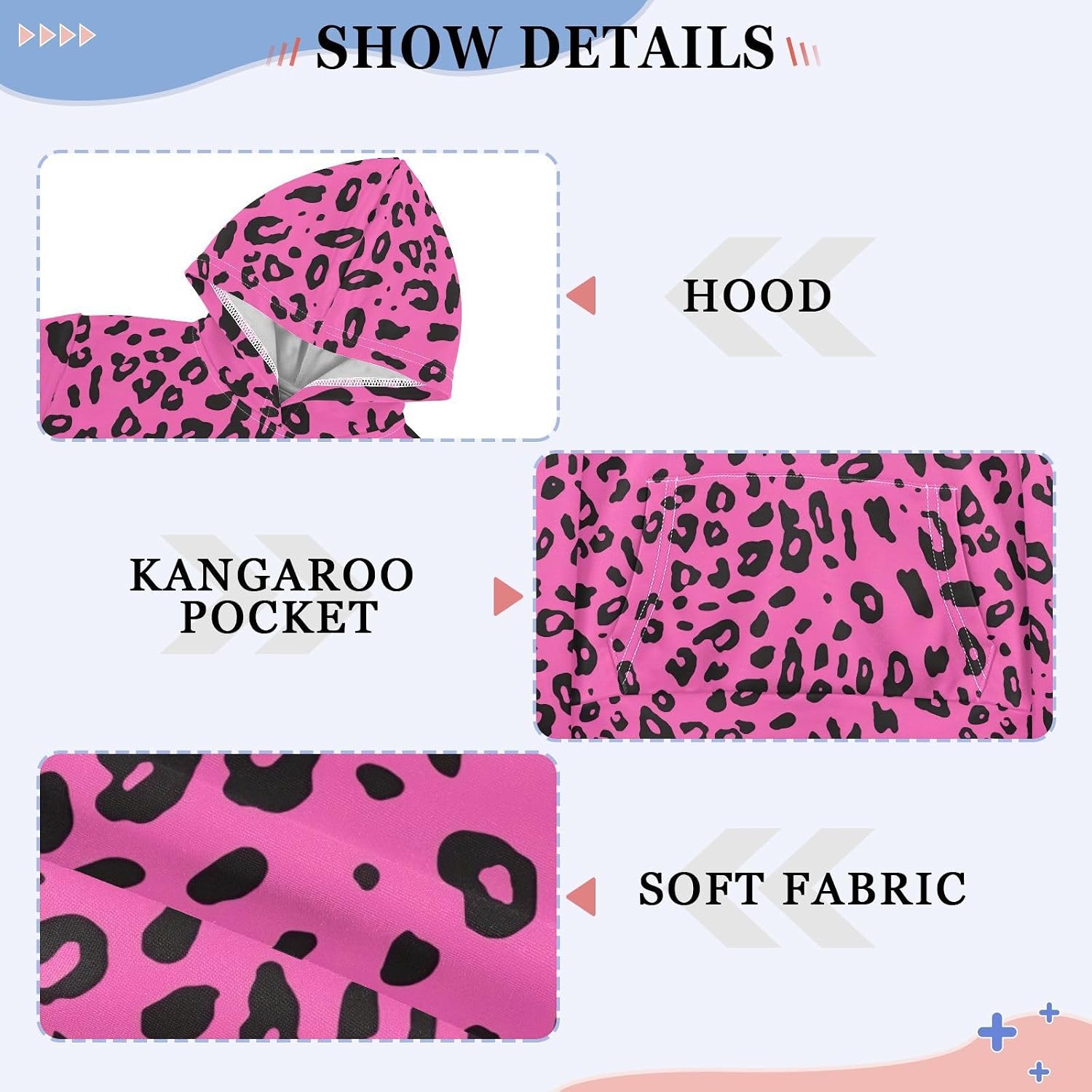 Pink Leopard Toddler Girls Pullover Hoodie Sweatshirt 4-14Y 202a5136