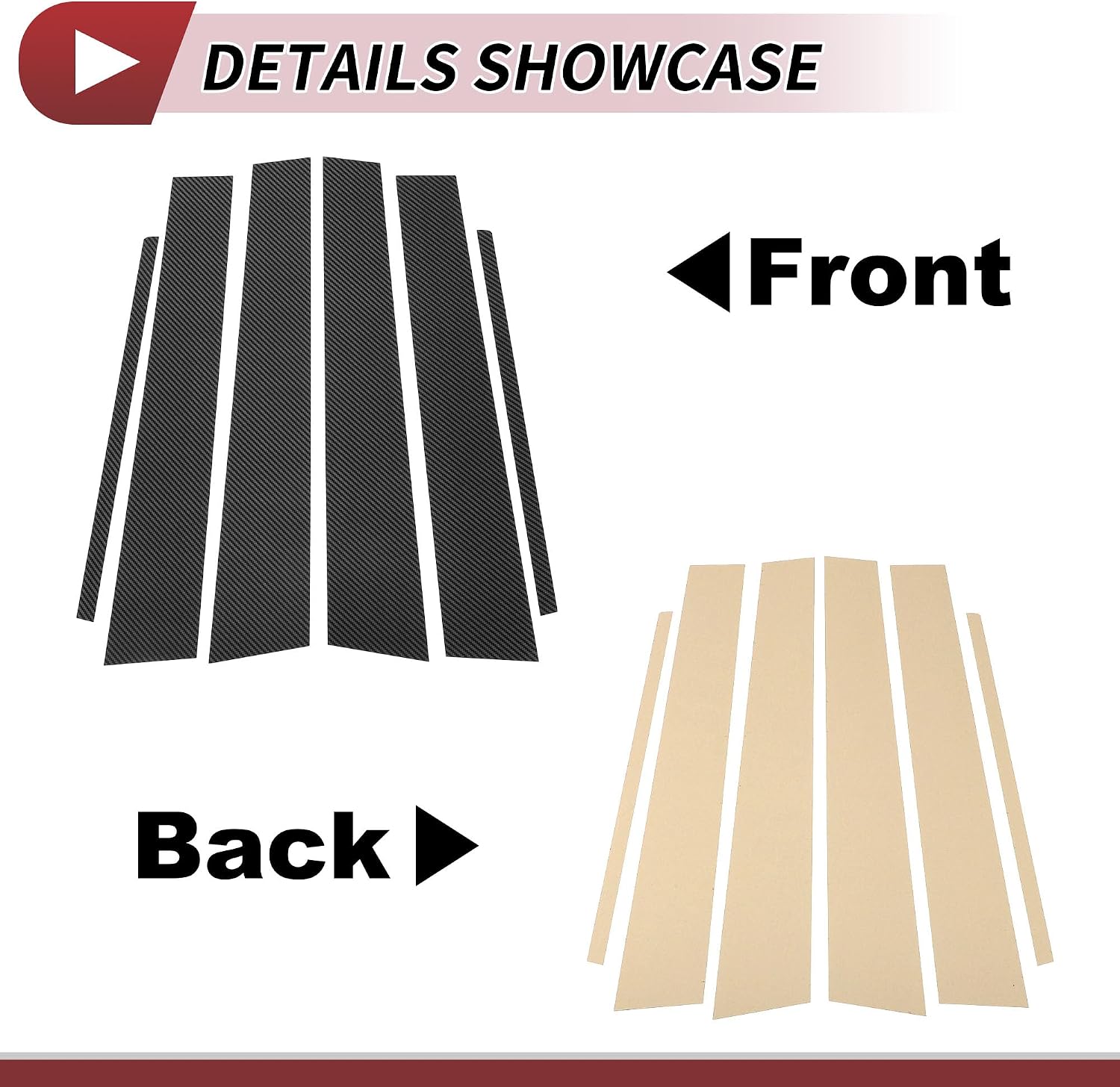 6 Pcs Door Pillar Window Trim for Lexus CT200h 2011-2019 Front Rear Left Right Anti Scratch Sticker Pillar Posts Cover Carbon Fiber Pattern Black