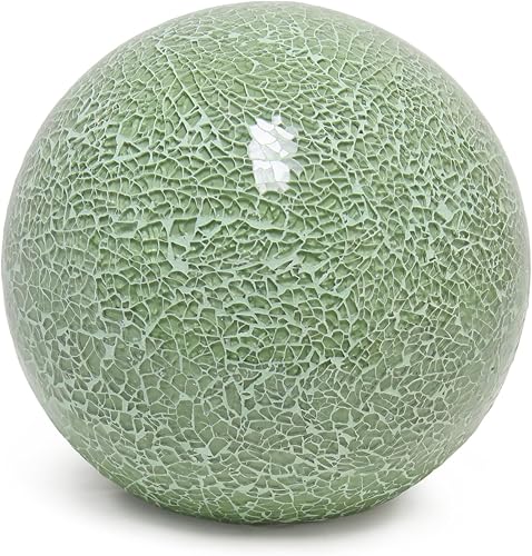 Simple Designs LT3302-SGE Lámpara de mesa contemporánea de 8 pulgadas con bola de mosaico de piedra para estudio, sala de estar, dormitorio,