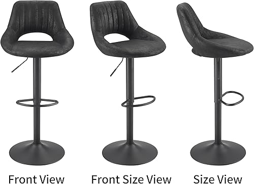 Miniatura 7 de Juego de 2 taburetes de bar giratorios, taburetes de bar ajustables con altura de mostrador, sillas de bar modernas con respaldo y reposapiés,