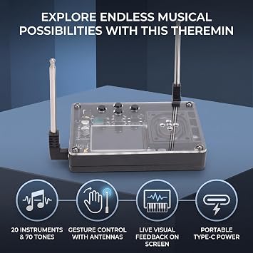 Portable Theremin Instrument with Led Screen,20 Instruments,70 Tones