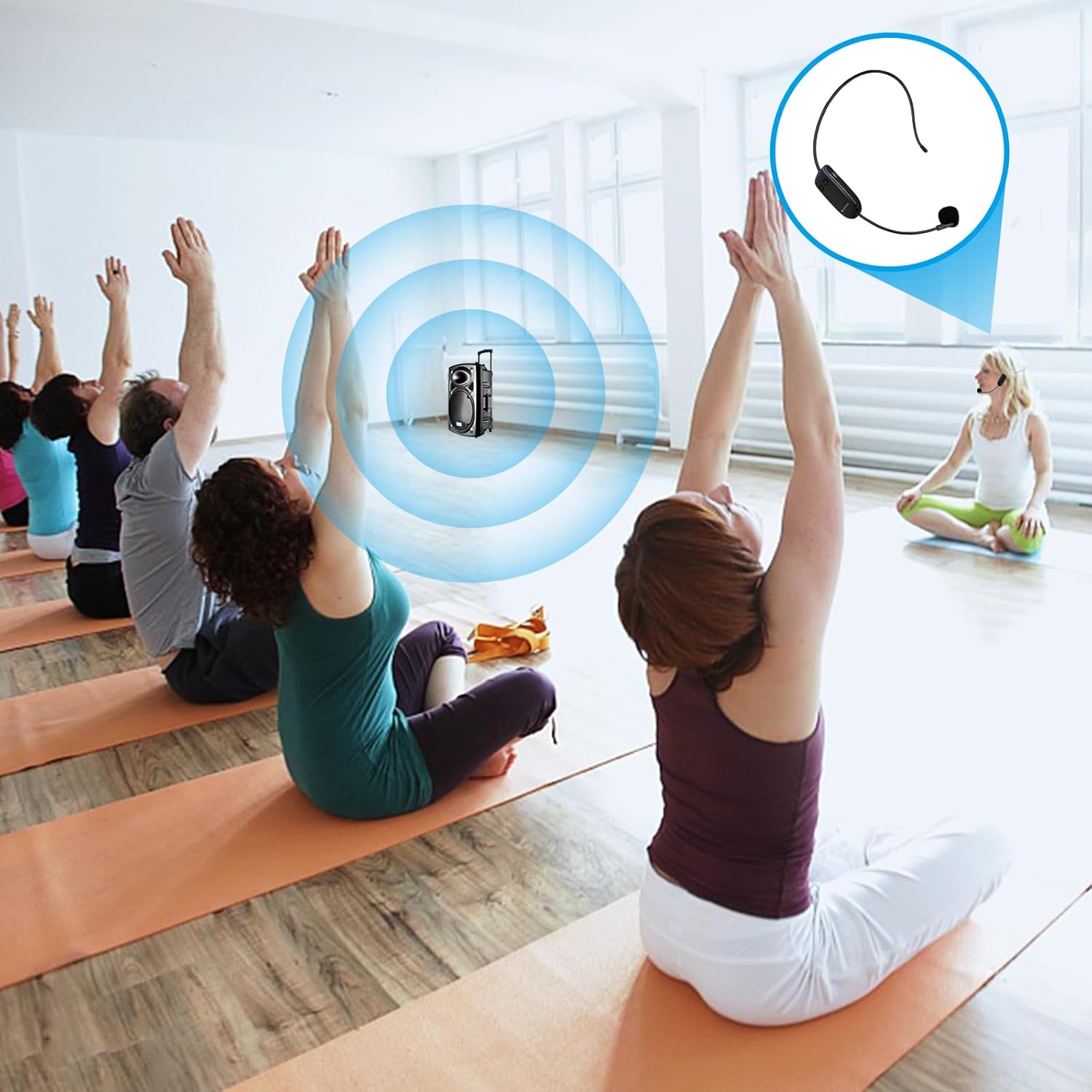 ZOWEETEK Wireless Microphone Headset,UHF Headset Mic System,165ft Range,Support Voice Amplifier,PA System,Power Amplifier etc,Suitable for Teacher,Yoga and Fitness Instructor,Training,Lecturers