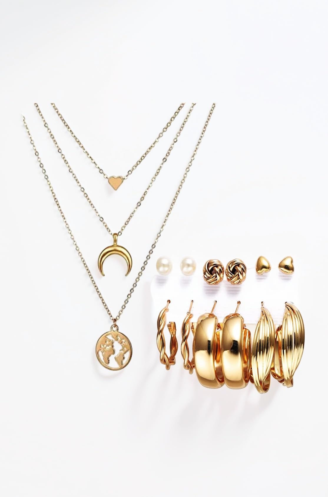 Fashion Jewellery Gold Plated Necklace and Earrings Combo Jewellery Set for Girls and Women (Gold)
