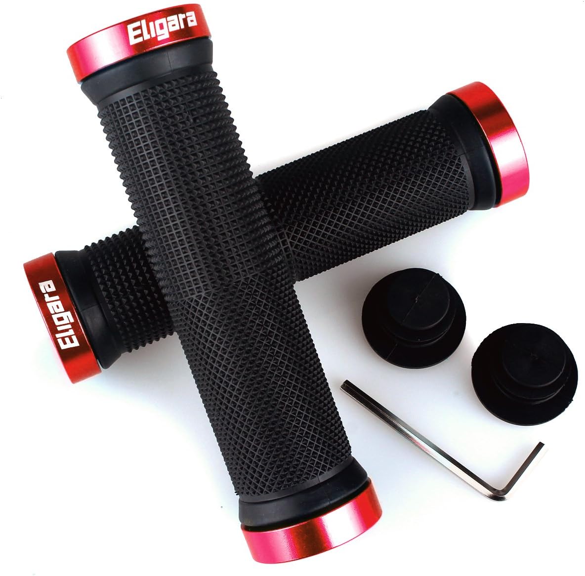 Eligara Bicycle Handlebar Grips, Non-Slip Rubber, Black and Grey, Soft Gel Insert Comfortable Ergonomic Grip for Bike/Mountain Bike/Road Bike/Folding Bike