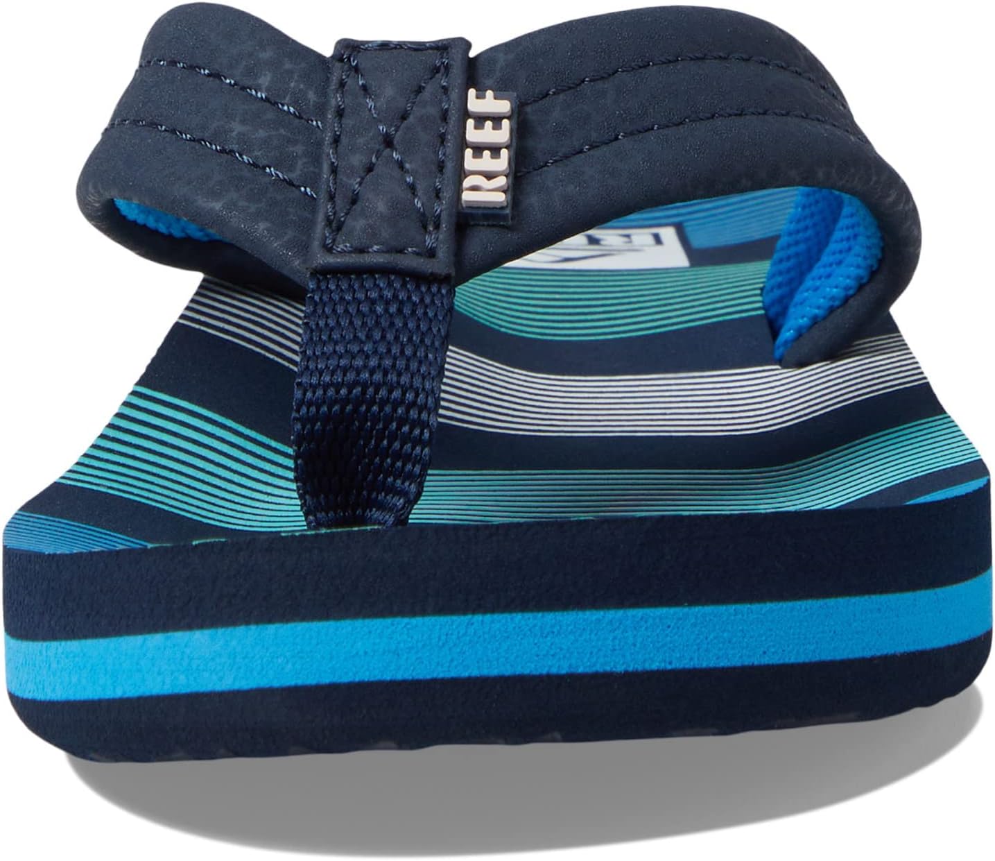 REEF Kids' Ahi Beach Flip Flop, Soft Cushion Footbed, Water Friendly, Deep Sea Stripes, 4