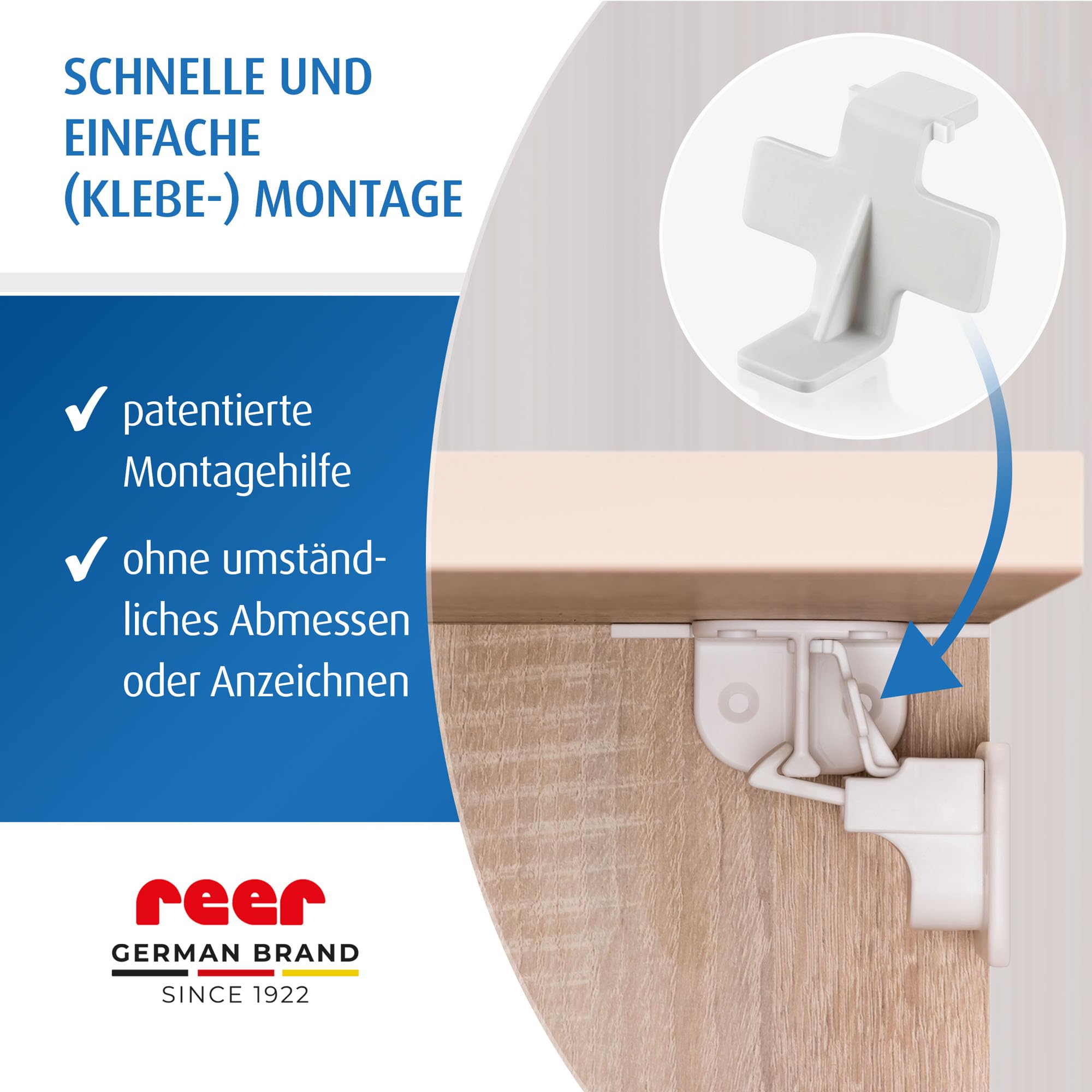 reer Vorteilspack Magnetschloss, 4 Stück, Schrank-Sicherung und Schubladen-Sicherung, vom Schwäbischen Kindersicherheitsexperten, Weiß, 51020