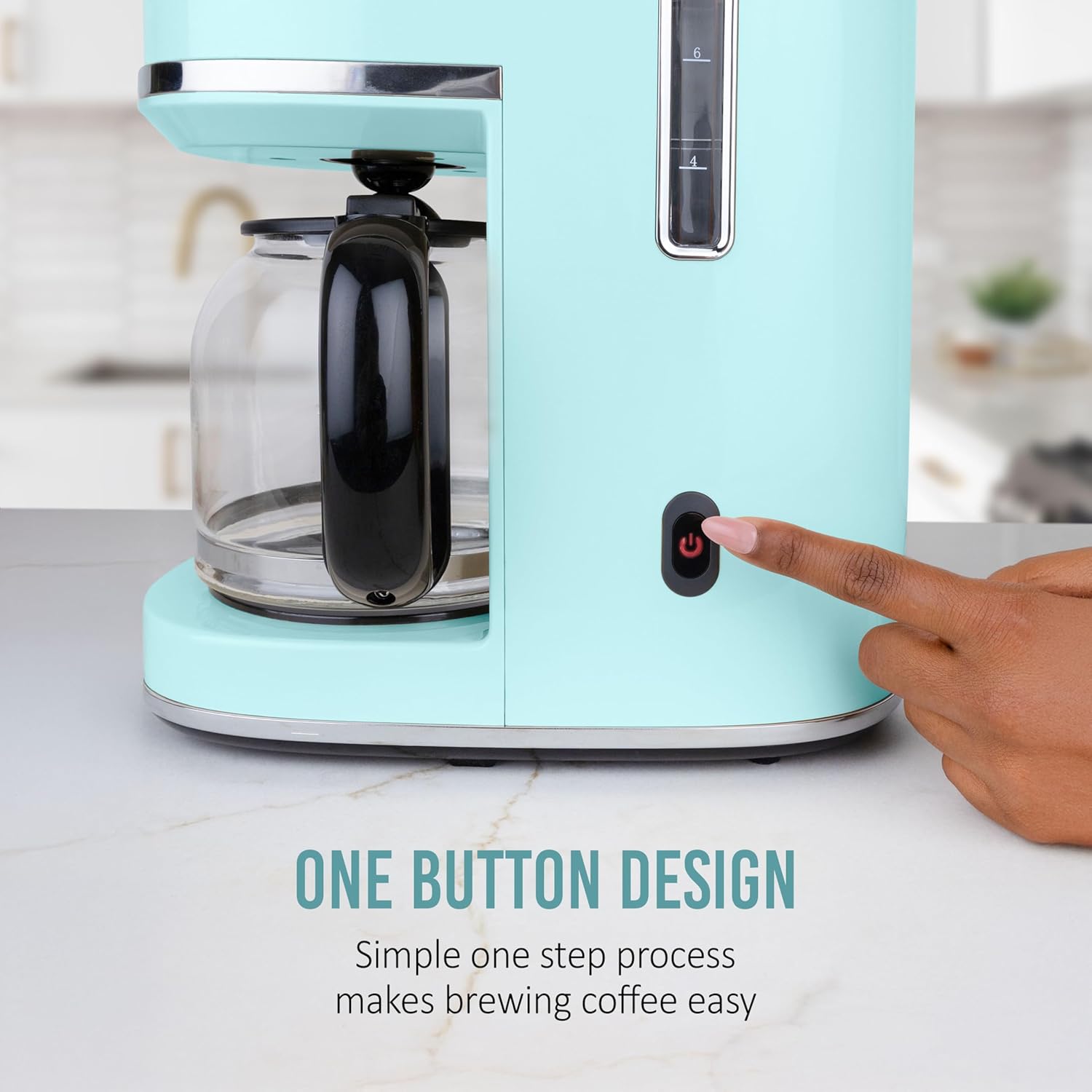 Nostalgia Classic Retro 10 Cup Coffee Maker - One-Touch Drip Brew, Reusable Filter - Anti-Drip, Auto Shutoff, & Time Display - Dishwasher Safe 50 oz Carafe - Aqua