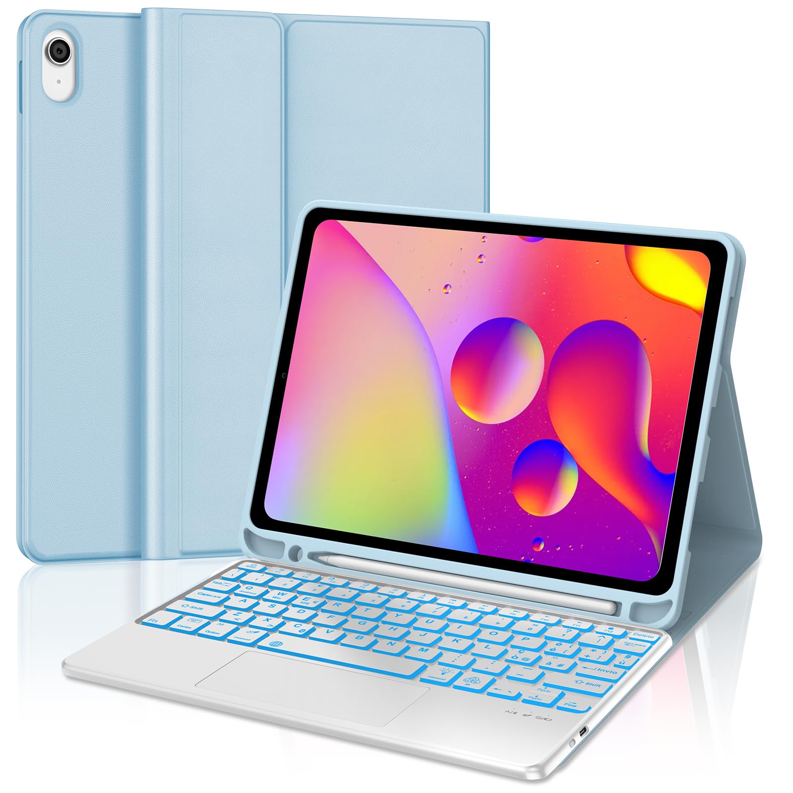 Funda con Teclado para iPad 11 Generación A16 2025/10 Gen 2022 | [Español] Teclado Bluetooth Magnéticamente con Funda Delgada y Touchpad para Tablet iPad 11/10 Gen 11/10.9 Pulgada, Negro