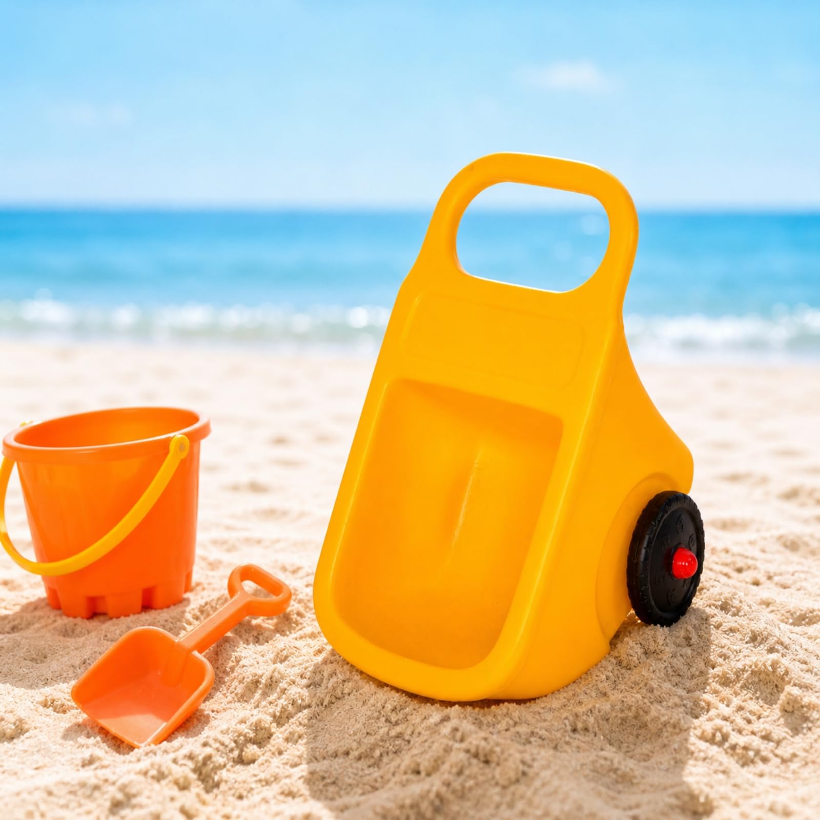 Gralara Brouette en Plastique Robuste Brouette à Pousser Lavable Jouet à Pousser pour Enfants, Jardin, Vert