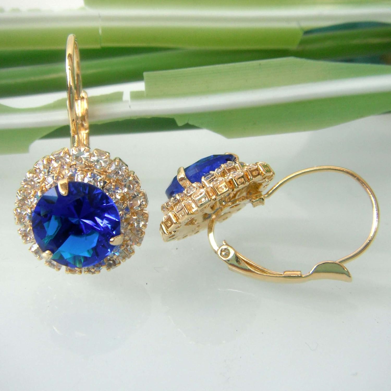 Navachi 18k Gold Plated Multicolor Round Zircon White Crystal Hook Leverback Earrings - Image 5
