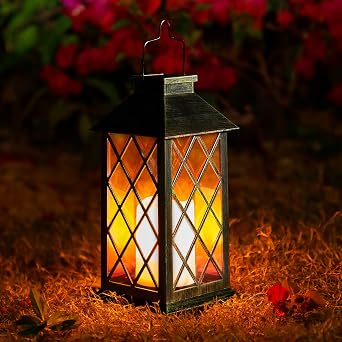 Solar Lanterns Outdoor Garden, Outdoor Lanterns for the Garden, Flickering Moroccan Style Solar Lanterns for Outside, Auto On/Off, IP44 Waterproof Warm White LED for Patio, Pathway, Yard [Energy Class A]