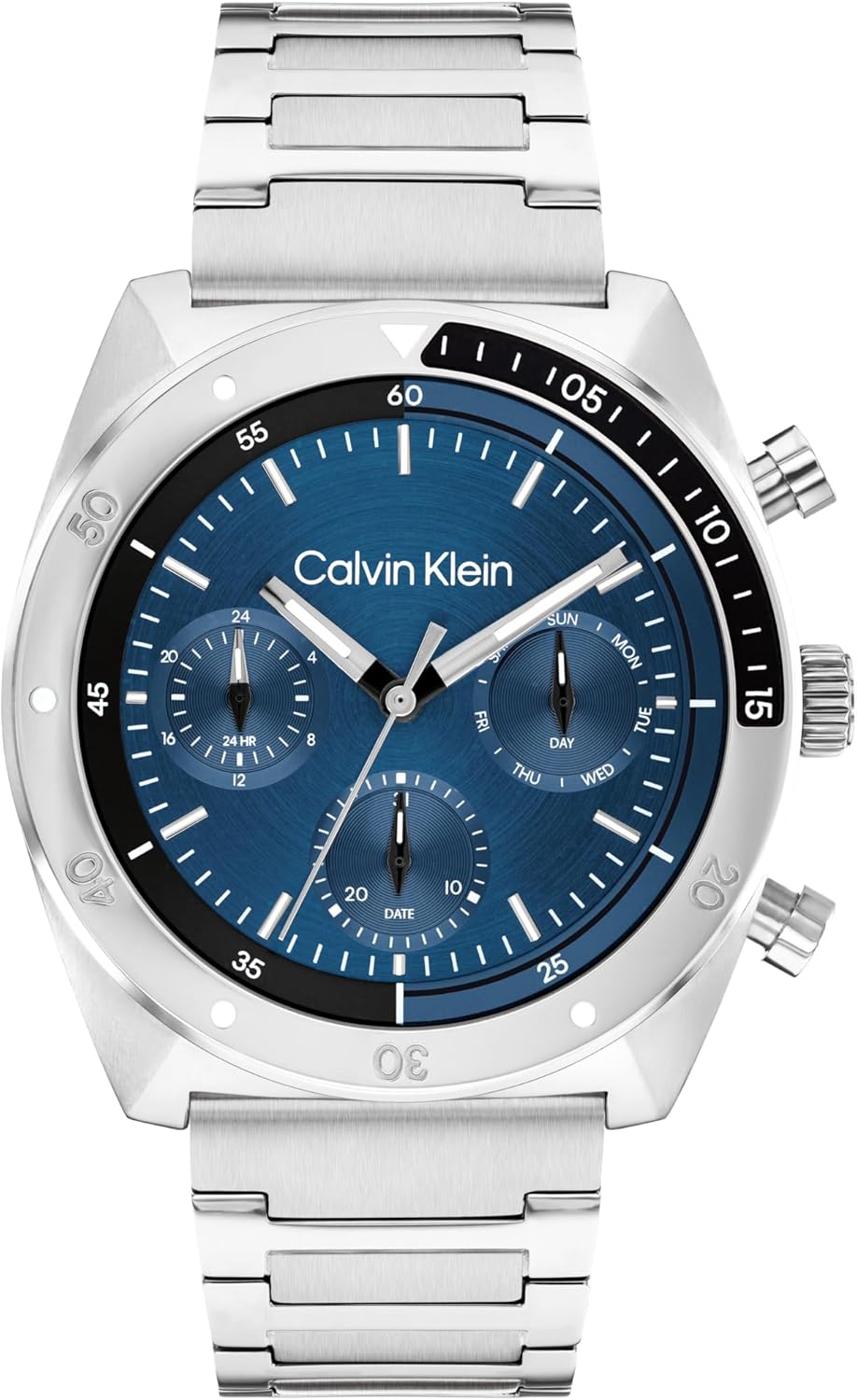 Calvin Klein Men's CK Flex - 42mm Multifunction Watch - Sporty Stainless Steel Bracelet - Water Resistant up to 50 Meters – Premium Fashion Timepiece with a Bold Look - Gift for Him