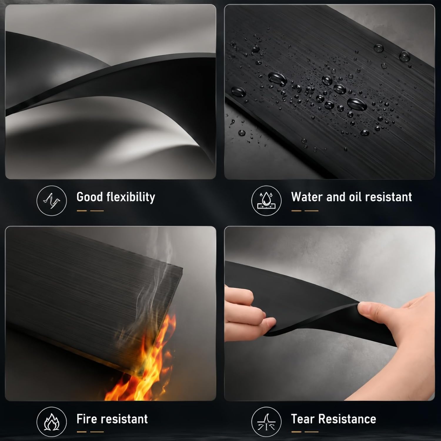 Tlence 2 Rolls Rubber Sheet, 1/4" Thick X 4" Wide X 10' Long Rubber Strips, Heavy Duty Solid Rubber Rolls, Gasket Material for DIY Insulation Pads Seals Weather Stripping Flooring Bumpers