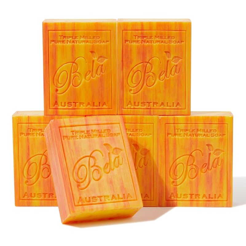 BELA Sabonete em barra com fragrância de pêssego, 3,3 oz, pacote com 6