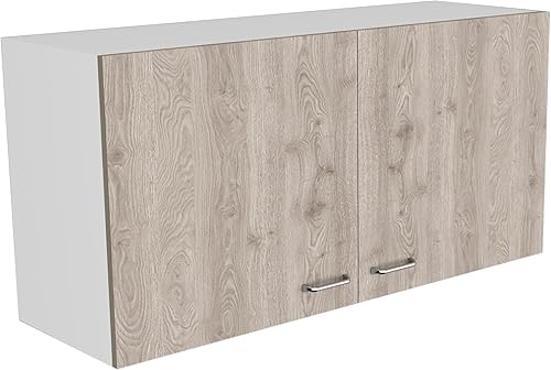 Miniatura 10 de Tuhome Napoles - Armario de pared, dos estantes, doble puerta, color blanco y negro Blanco/negro,Blanco/roble claro,Blanco/roble ahumado,Blanco-Gris